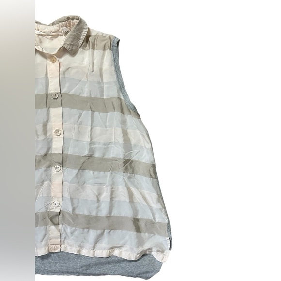 Wilt Asymmetrical Striped Sleeveless Button-Up Blouse Small - Picture 3 of 7